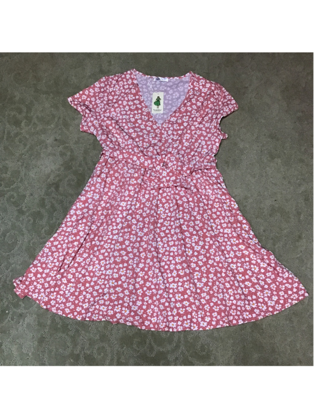 Women's Nemidor Floral Mini Dress, Plus Size 14, Pink and White